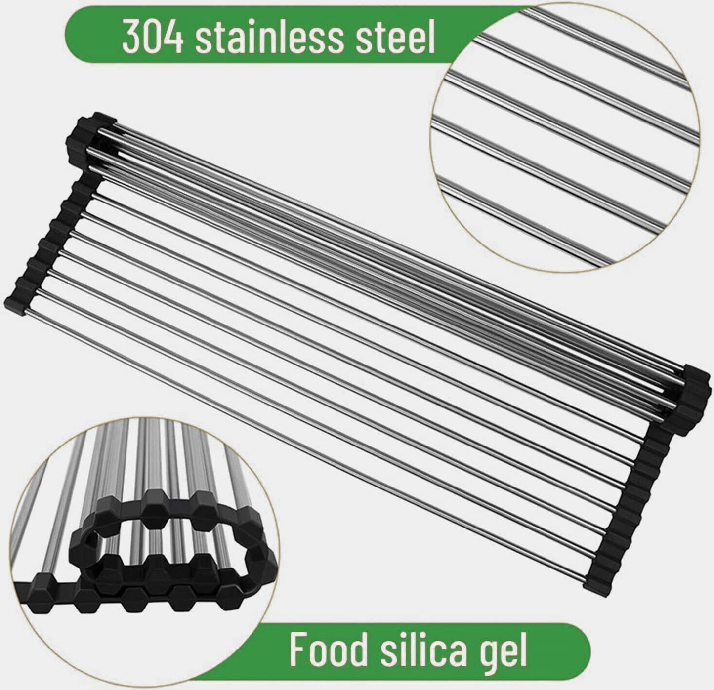 Stainless Steel Roll-Up Sink Drying Rack – Versatile Dish Drainer Mat