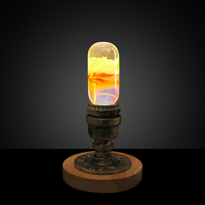 EP LIGHT Flame LED Bulb Table Lamp – Vintage Style Wooden Table Lamp for Living Room & Bedroom