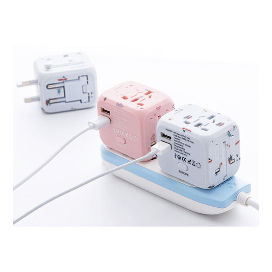 WorldWide Universal Outlet Travel Adapter – UK, EU, US, AU Multi-Plug Charger with 2 USB Ports