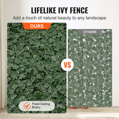 VEVOR Ivy Privacy Fence – 96 x 72 In Artificial Green Wall Screen, Faux Hedges Vine Decoration for Outdoor Garden, Yard, Balcony