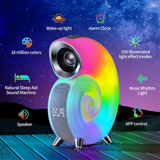 Conch Smart RGB Atmosphere Light Bluetooth-Lautsprecher – Wecker, Wecklampe und weißes Rauschen