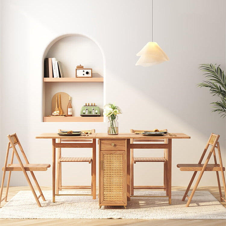 Home Multifunctional Rattan Log Folding Dining Table - Stylish & Versatile Dining Solution