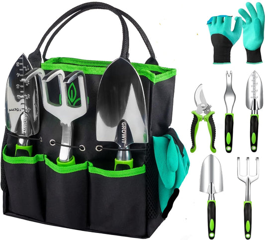 Robustes Gartengeräte-Set 9-teilig – Rostfreie, ergonomische Gartengeräte für Haus und Garten