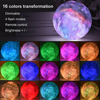 3D Galaxy Moon Lamp – Touch-Control Color-Changing Lunar Light