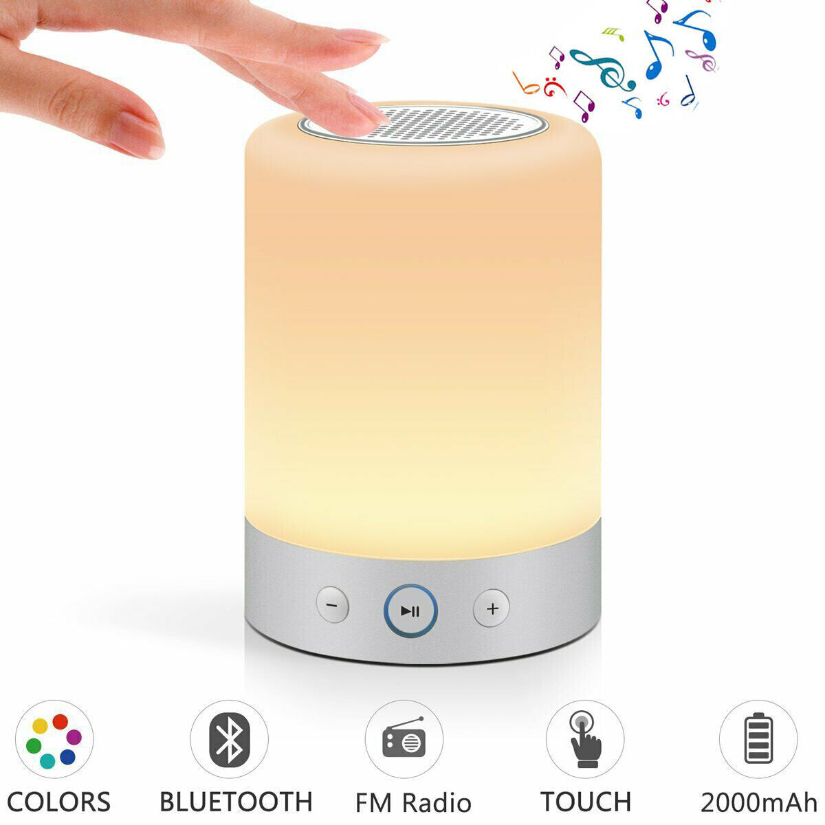 Wireless Night Light Bluetooth Speaker – Color-Changing Touch Lamp