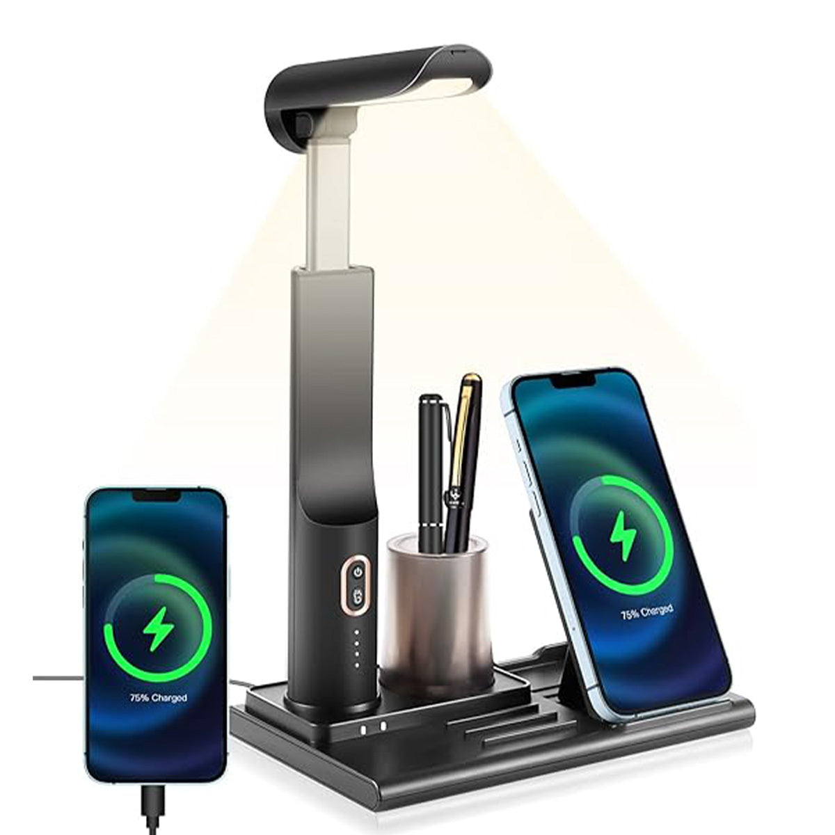 3-in-1 Multifunctional LED Desk Lamp – 15W Fast Wireless Charger & USB Charging Port for Home Office