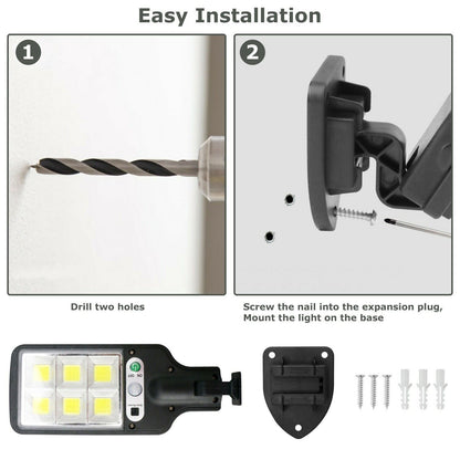 LED-Solarleuchte mit Bewegungsmelder – Helle Garten-, Straßen- und Wandlampe für Hof, Garage und Gehweg