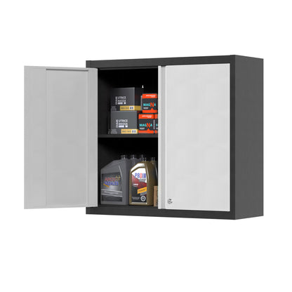 Metal Wall Cabinet for Storage with Lock - Wall-Mounted Steel Garage Cabinet with Adjustable Shelf