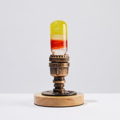 EP LIGHT Flame LED Bulb Table Lamp – Vintage Style Wooden Table Lamp for Living Room & Bedroom