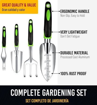 Heavy Duty Garden Tools 9-Piece Set – Rust-Proof, Ergonomic Gardening Tools for Home and Garden