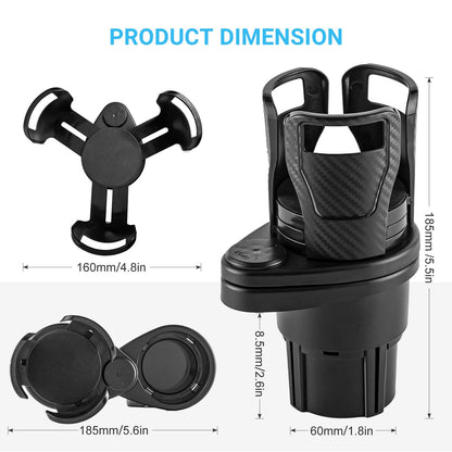 360° Rotatable Car Drinking Bottle Holder – Multifunctional Cup, Phone, and Sunglasses Organizer